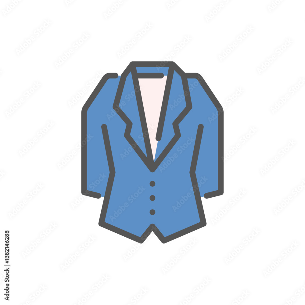 suit filled outline icon. suit color line illustration. suit filled outline icon. suit color line illustration.