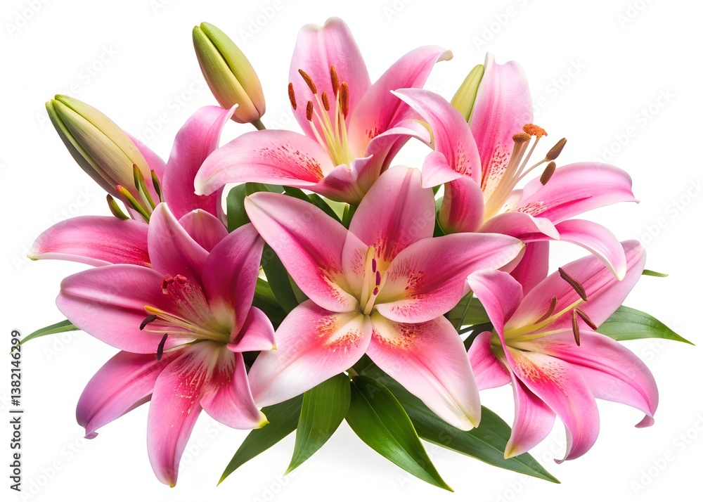 pink lily flower on white background pink lily flower on white background