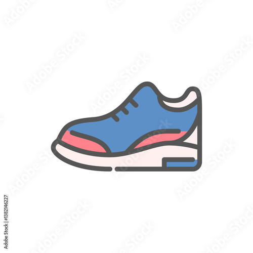 sport shoe filled outline icon. shoes color line illustration.