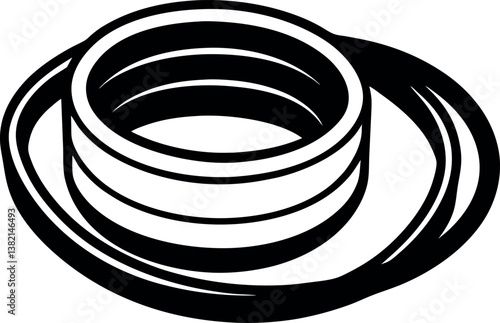 Engineering Diagram of a MultiLayered vector silhouette Seal or Gasket for Industrial Applications