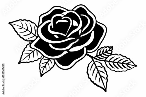 Wallpaper Mural rose flower silhouette vector white background Torontodigital.ca
