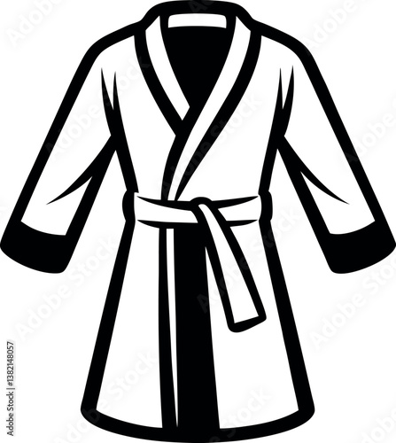 A Classic Black and vector silhouette White Illustration of a Bathrobe