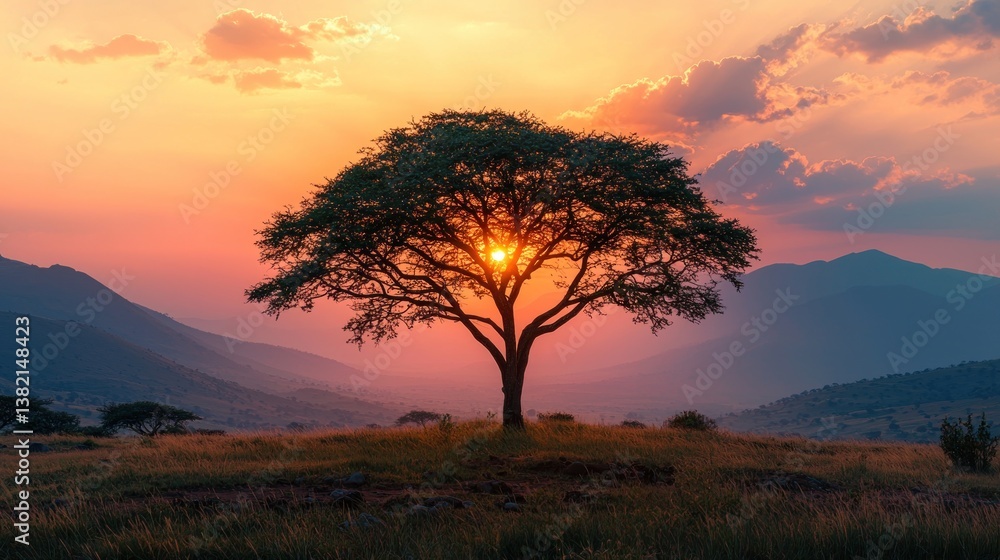 Sunrise over a solitary tree Sunrise over a solitary tree