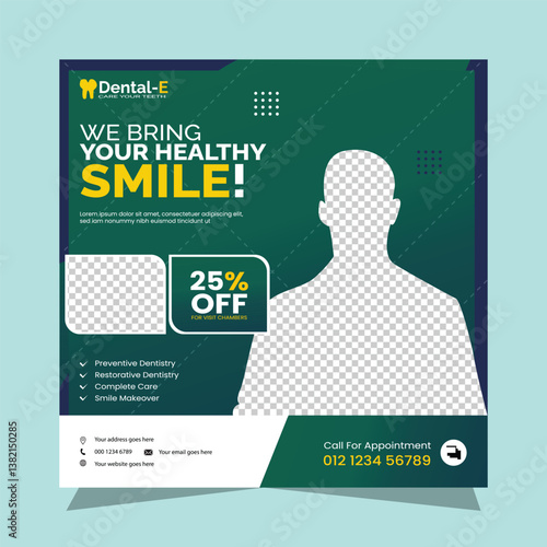 dental care Instagram or social media post Template design
