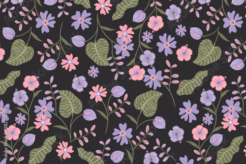 florals pattern. hand drawn florals vector background.