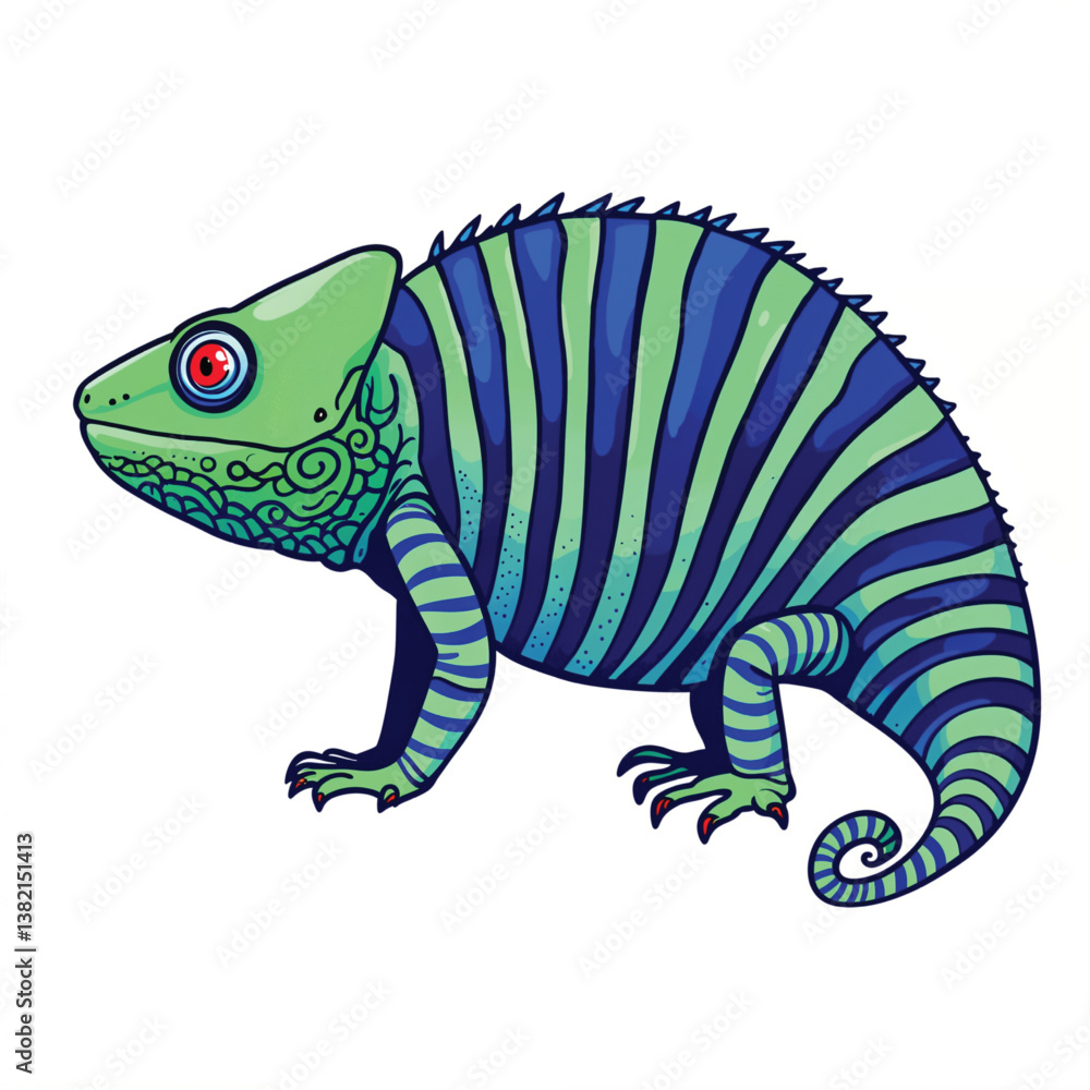 Fototapeta premium Adorable Cartoon Chameleon Vector Illustration