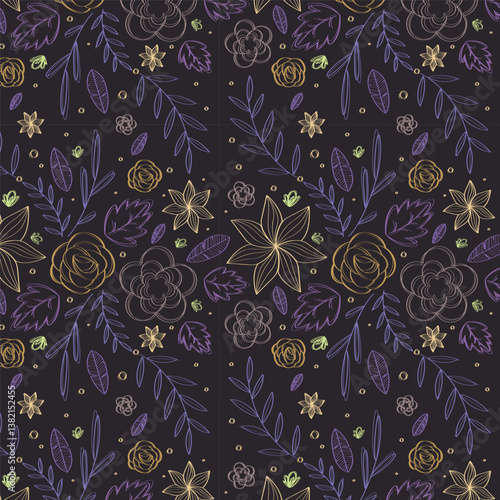 florals pattern. hand drawn florals vector background.