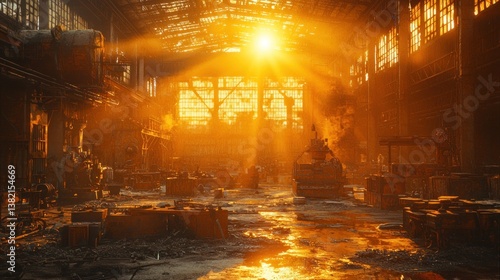 Sunlit abandoned factory