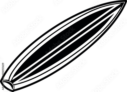 A Classic Longboard Surfboard Design vector silhouette Illustration Black and White Graphic