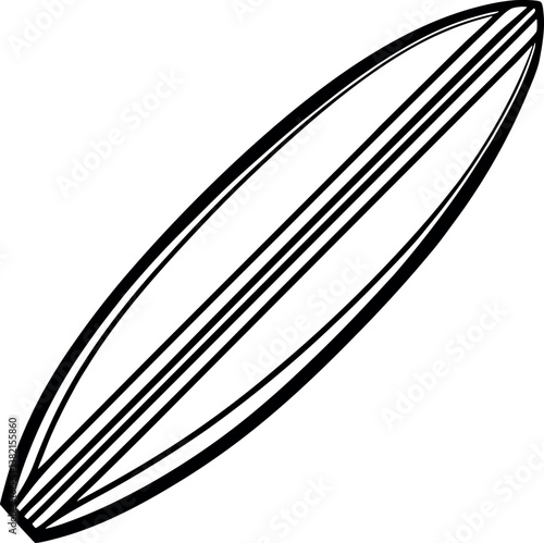 A Classic Longboard Surfboard Illustration Simple vector silhouette Black and White Design for Surfing Enthusiasts