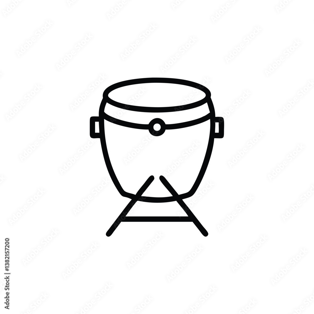 Simple Line Art Illustration of a Drum on Stand Simple Line Art Illustration of a Drum on Stand