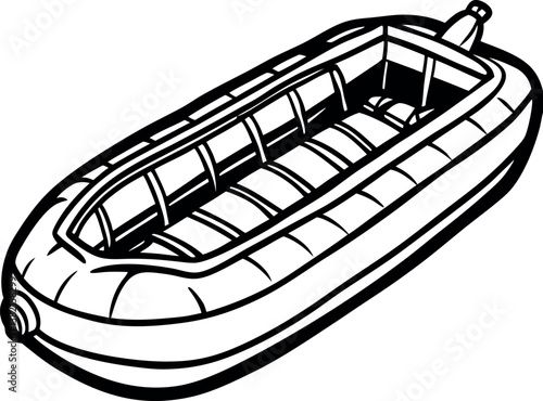 Inflatable Raft Boat for vector silhouette Water Adventures Summer Recreation