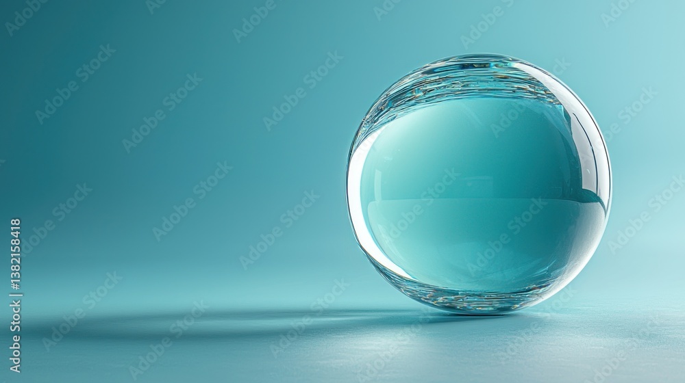 Turquoise sphere on teal surface Turquoise sphere on teal surface