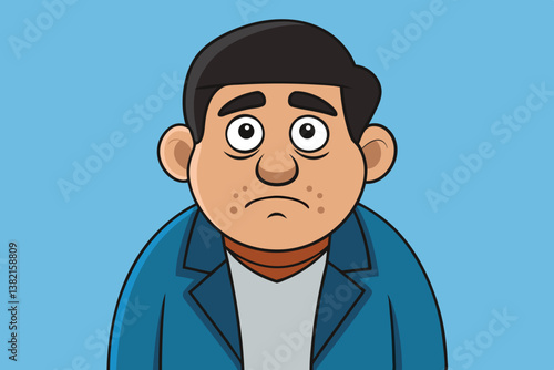A cartoon figure showing sadness and emotional distress, with a downcast look and slumped posture, ideal for conveying emotional vulnerability