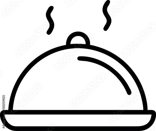 Restaurant Food Service Hot Dish vector silhouette Covered Tray Serving Platter Icon