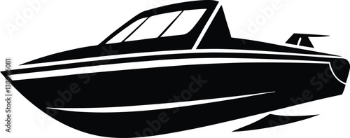 Dynamic Speedboat Silhouette Design – Minimalist Nautical Illustration for Marine and Water Adventure Themes