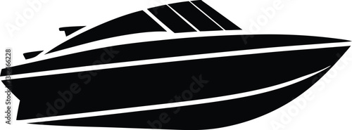 Dynamic Speedboat Silhouette Design – Minimalist Nautical Illustration for Marine and Water Adventure Themes