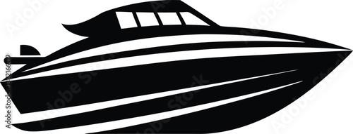 Dynamic Speedboat Silhouette Design – Minimalist Nautical Illustration for Marine and Water Adventure Themes