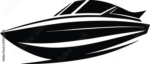 Dynamic Speedboat Silhouette Design – Minimalist Nautical Illustration for Marine and Water Adventure Themes