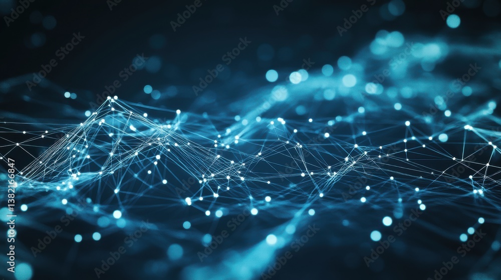 A digital network visualization depicting interconnected nodes and lines, highlighting data flow and technology in a futuristic setting. A digital network visualization depicting interconnected nodes and lines, highlighting data flow and technology in a futuristic setting.
