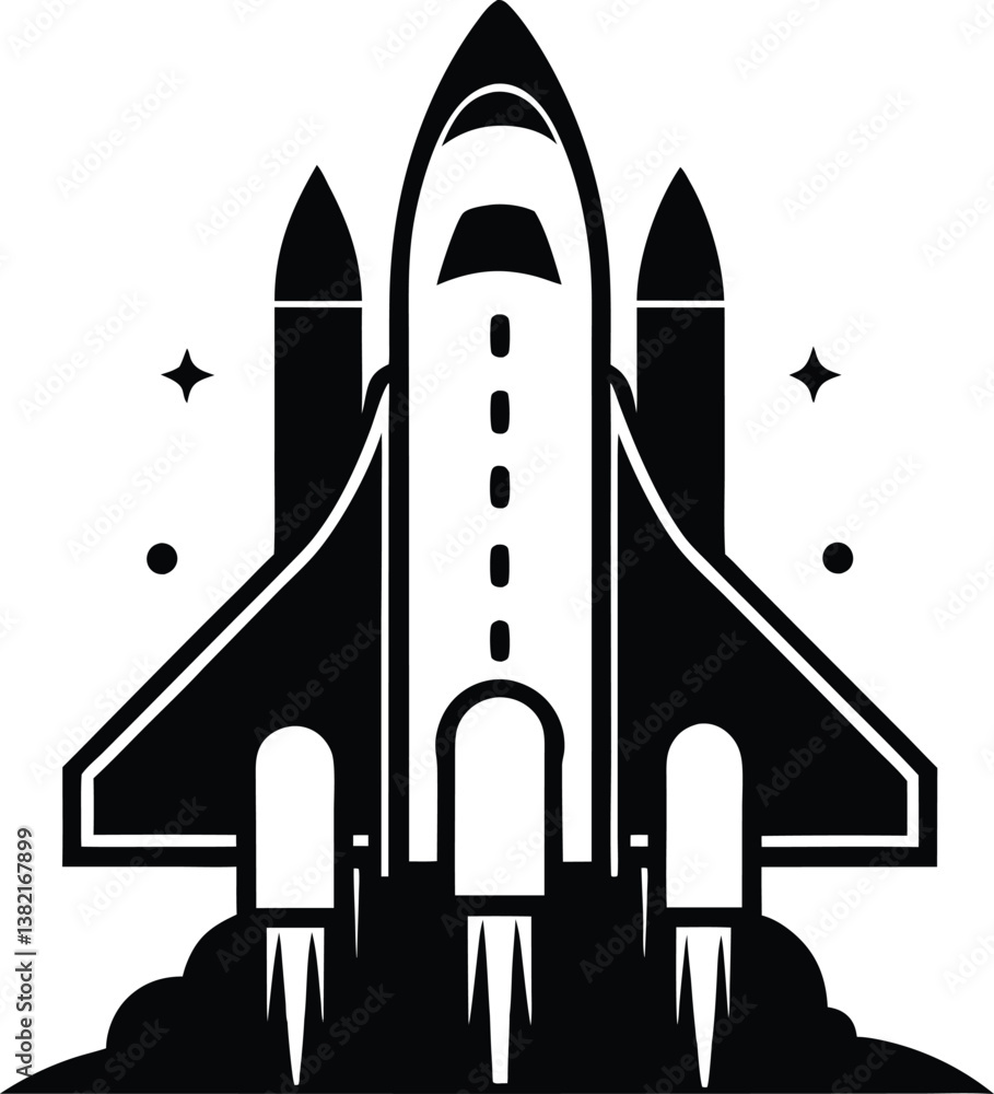 Futuristic Space Shuttle Silhouette Design – Minimalist Astronautical Illustration for Space Exploration Themes Futuristic Space Shuttle Silhouette Design – Minimalist Astronautical Illustration for Space Exploration Themes