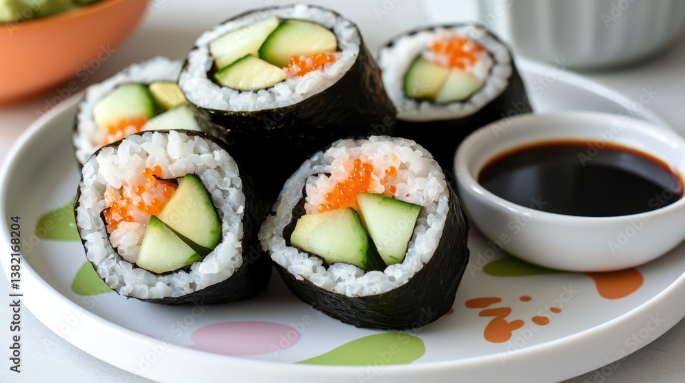 Delicious Sui Rolls Served on a Plate Accompanied by a Flavorful Sauce Delicious Sui Rolls Served on a Plate Accompanied by a Flavorful Sauce