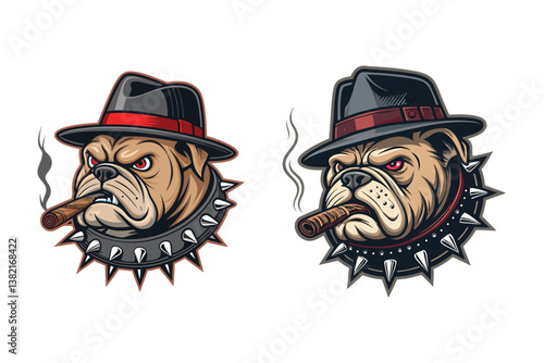 bulldog gangster illustration vector