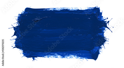 Dark Blue Paint Brushstroke on Transparent Background, Artistic Texture Element