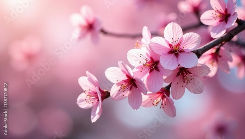 Delicate pink sakura blossoms, intricate branch pattern, sakura, illustration, motif