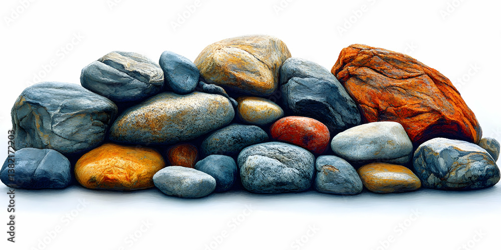Colorful Stones Pile 3D Illustration