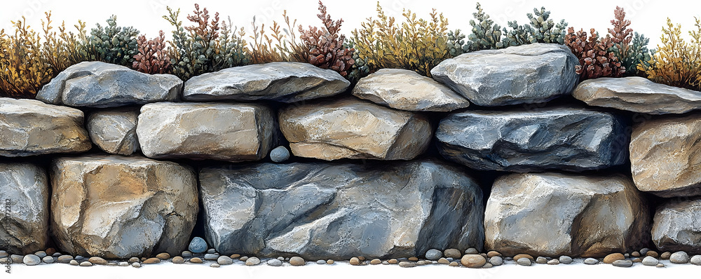 Stone Wall Illustration: Rustic Rock Background