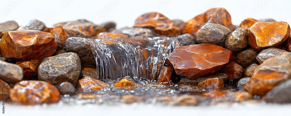 3D Render of Cascading Water over Rocks