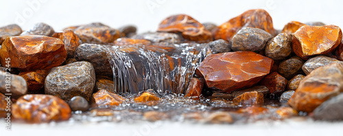 Obraz na płótnie 3D Render of Cascading Water over Rocks w salonie