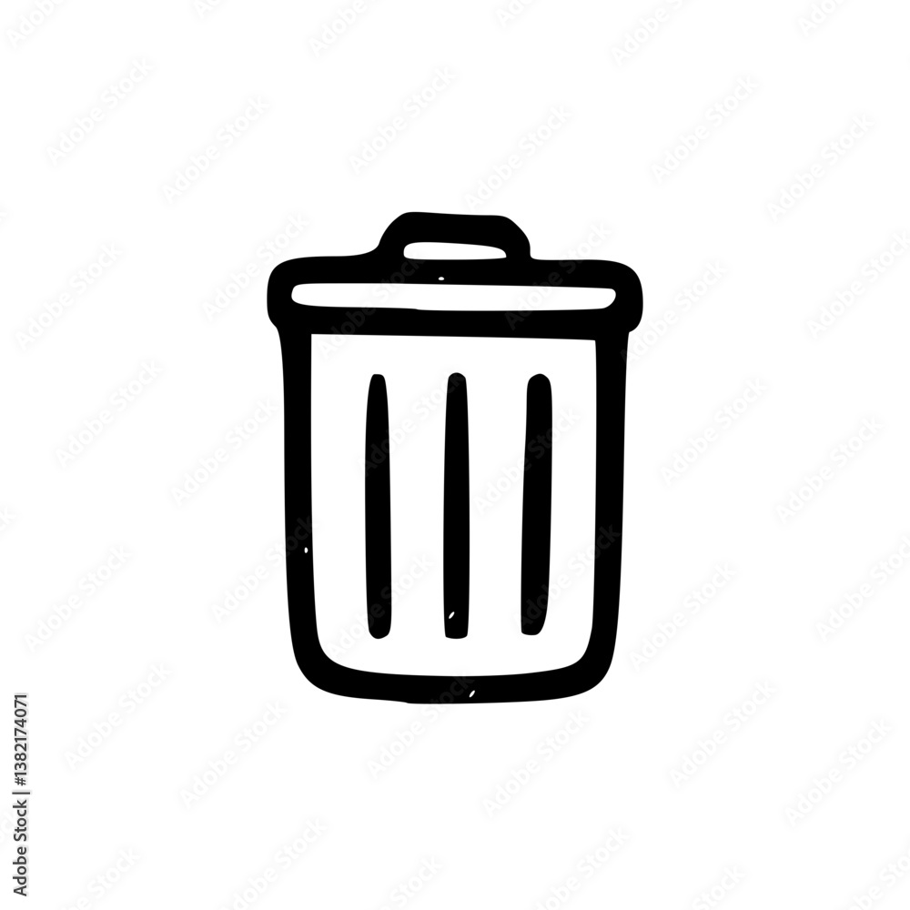 Simple Trash Can Line Art Illustration Simple Trash Can Line Art Illustration