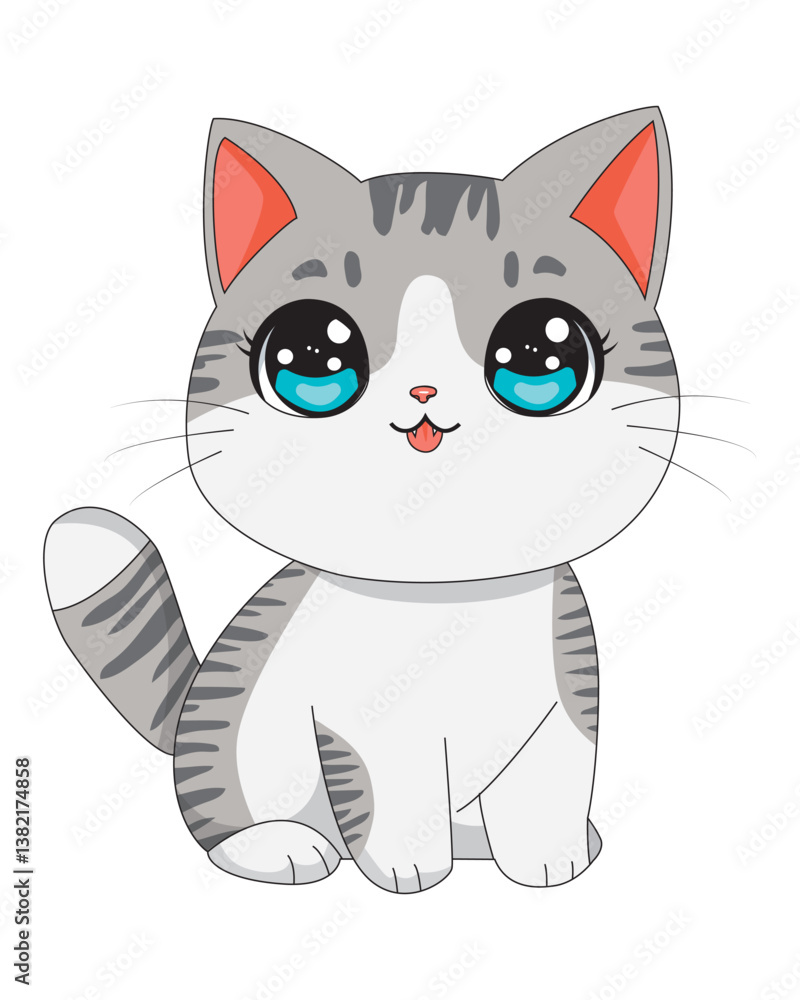 Obraz premium Cat Cartoon Character Chubby Animal Mascot