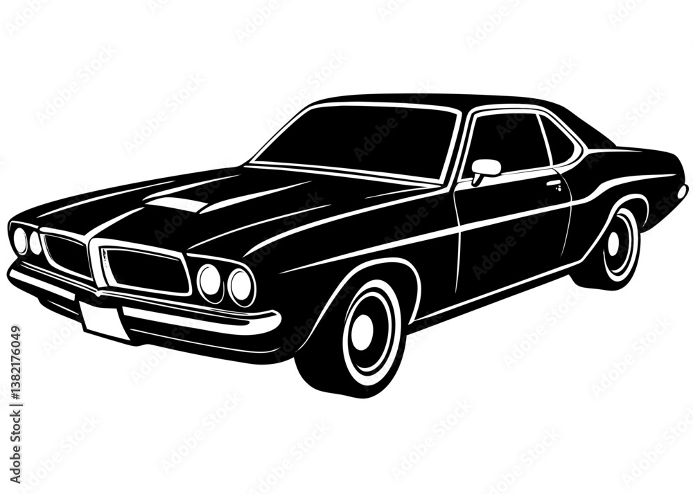 Obraz premium Retro black sports car isolated on a white background