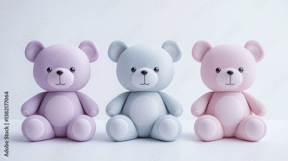 Soft plush pastel teddy bears arranged aesthetically, showcasing gentle and inviting atmosphere. These adorable toys evoke feelings of comfort and nostalgia Soft plush pastel teddy bears arranged aesthetically, showcasing gentle and inviting atmosphere. These adorable toys evoke feelings of comfort and nostalgia