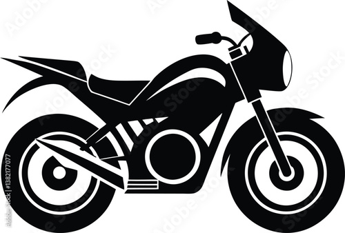 Bold Motorcycle Silhouette Design – Minimalist Biker Illustration for Adventure and Transportation Themes