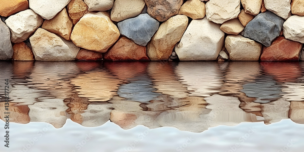 Stone Wall Water Reflection Background