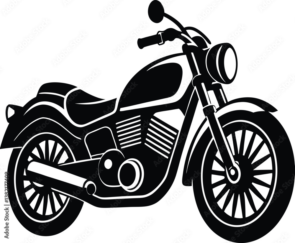 Fototapeta premium Bold Motorcycle Silhouette Design – Minimalist Biker Illustration for Adventure and Transportation Themes