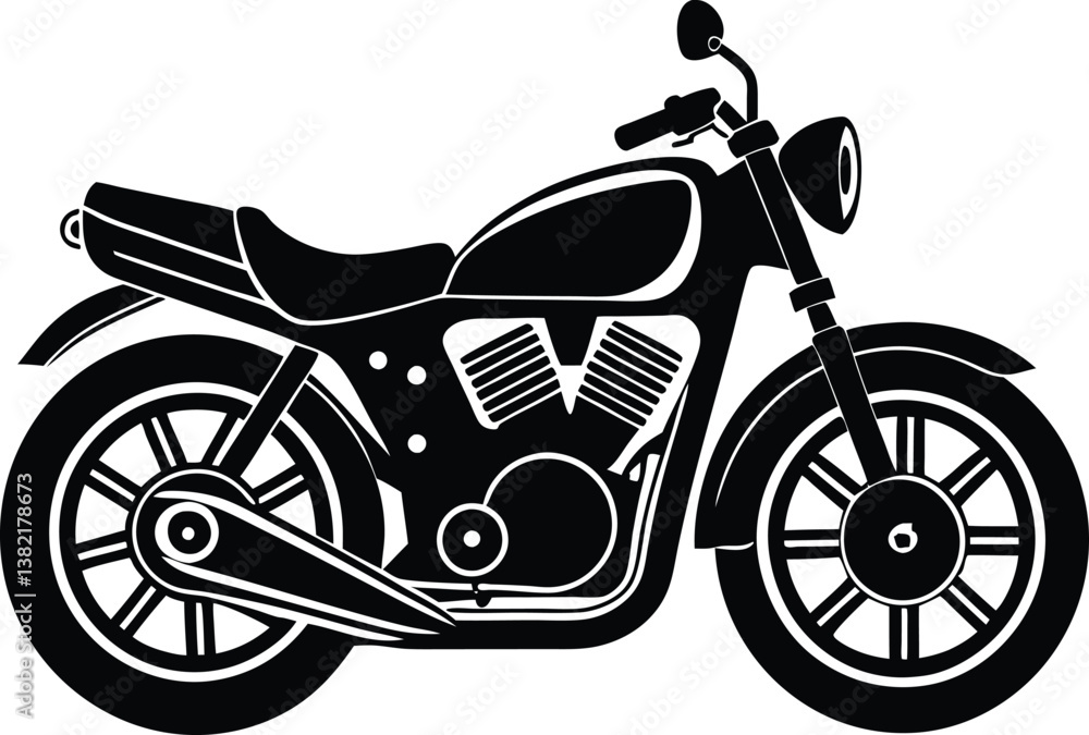 Fototapeta premium Bold Motorcycle Silhouette Design – Minimalist Biker Illustration for Adventure and Transportation Themes