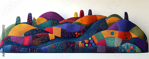 Vibrant Hills Mosaic Illustration