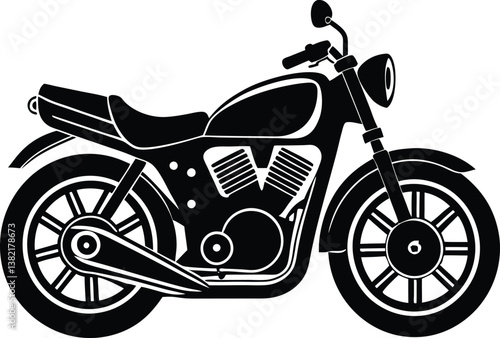 Bold Motorcycle Silhouette Design – Minimalist Biker Illustration for Adventure and Transportation Themes