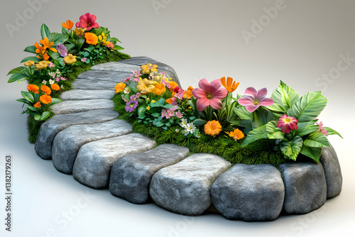 Obraz na płótnie 3D Render Colorful Flower Garden Path w salonie