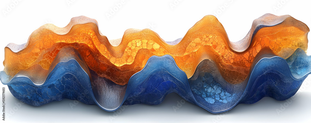 Abstract 3D Waveform Illustration