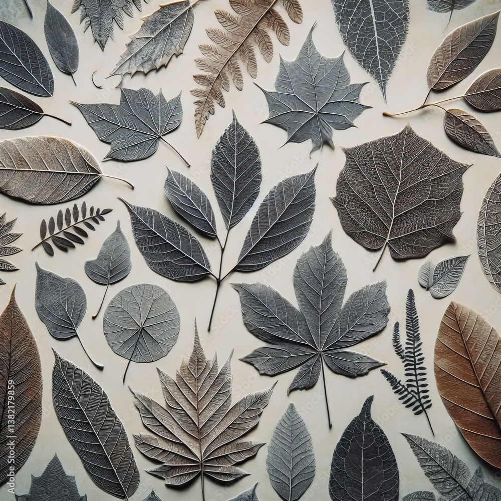 Fototapeta premium Leaf Imprints Leaves arranged on photosensitive paper