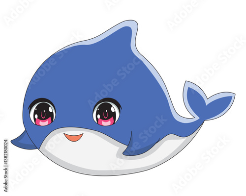 Chibi Blue Whale Cartoon Character Animal Mascot