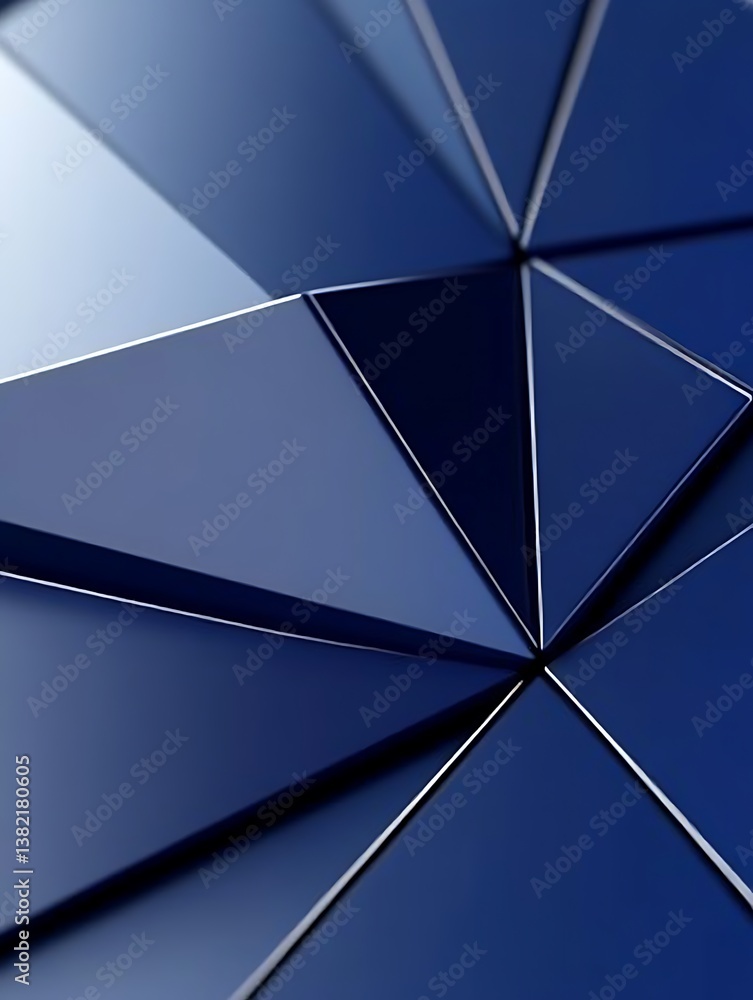 Abstract geometric arrangement with reflective edges in sapphire and cerulean tones Abstract geometric arrangement with reflective edges in sapphire and cerulean tones