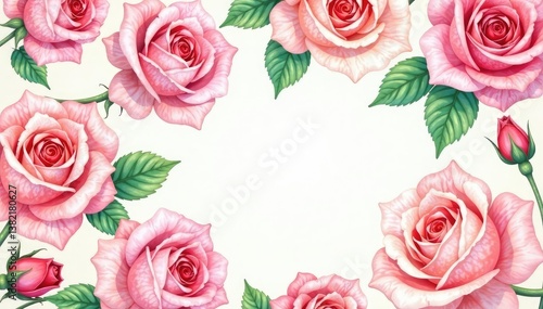 Delicate watercolor roses repeat in a soft, romantic pattern , petals, design, seamless pattern