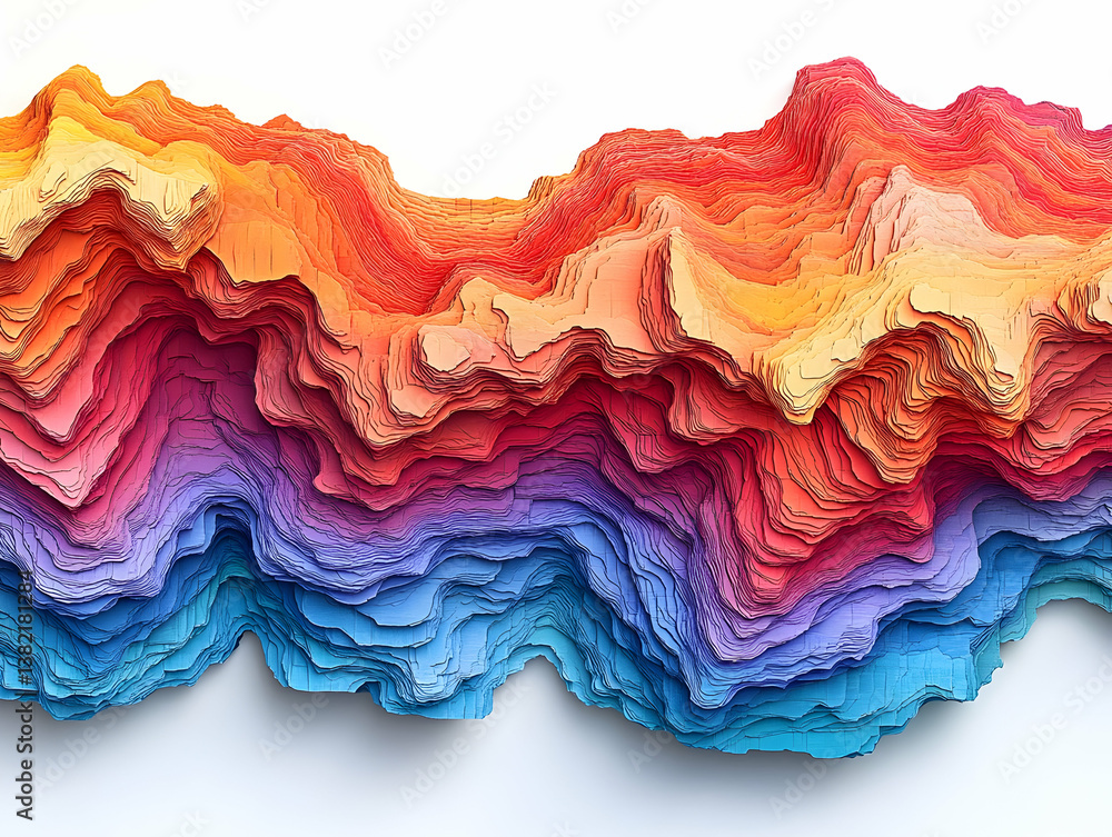 Abstract 3D Mountain Range Illustration
